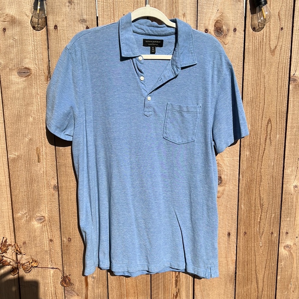 Banana Republic Wicking Pique Polo Blue XL